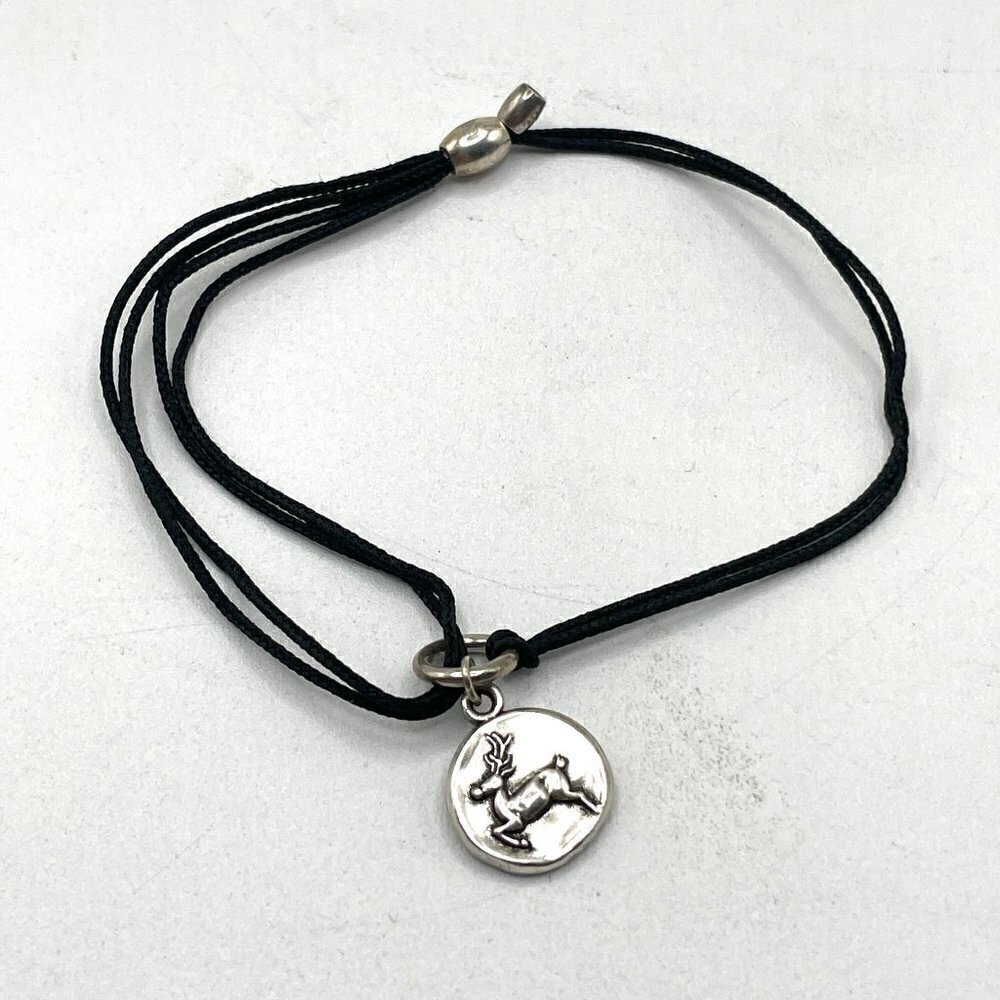 Alex and Ani 2016 Reindeer Kindred Black Pull Cord Bracelet Rafaelian Silver